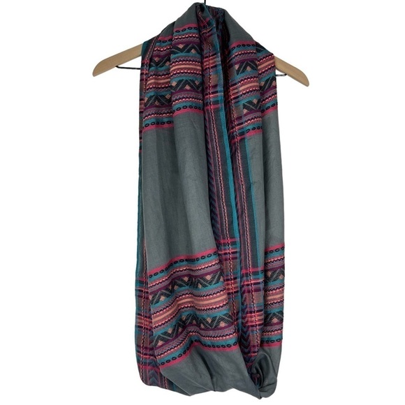 CAPELLI Scarf Infinity Aztec Southwestern Embroidered Boho Sheer Lightweight NWT - Picture 14 of 14